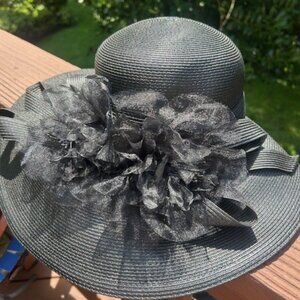 BETMAR NEW YORK Black Ribboned Wide Brim HAT